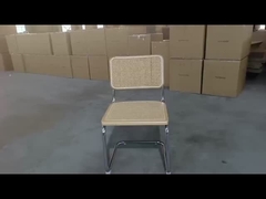 Mid Century Modern Rattan Kursi Makan Kerangka Logam Cane Rattan Kursi Makan