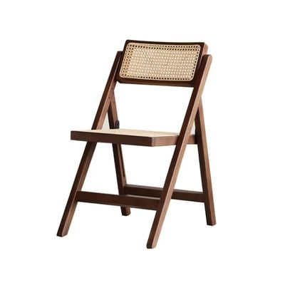 Beli Restoran Lipat Outdoor Wicker kursi makan Kayu Frame Rattan Side Chair pembuatan online