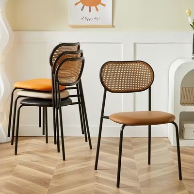 Beli OEM ODM Nordic Cane Dining Chair Kursi Ruang Makan Rattan Hitam pembuatan online
