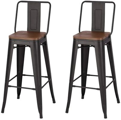 Bangku bar vintage industri dengan punggung / bangku bar logam komersial