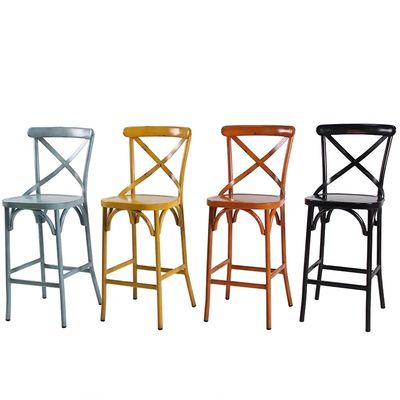 Bangku Bar Luar PP Plastik X Cross Back Bangku Bar Polypropylene yang dapat ditumpuk