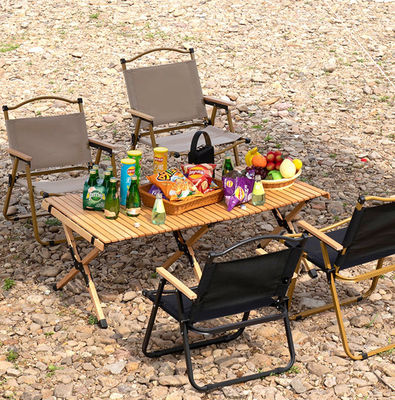 Kursi Lipat Camping Memancing Logam Portabel dengan Sandaran Tangan Beech yang Ditingkatkan